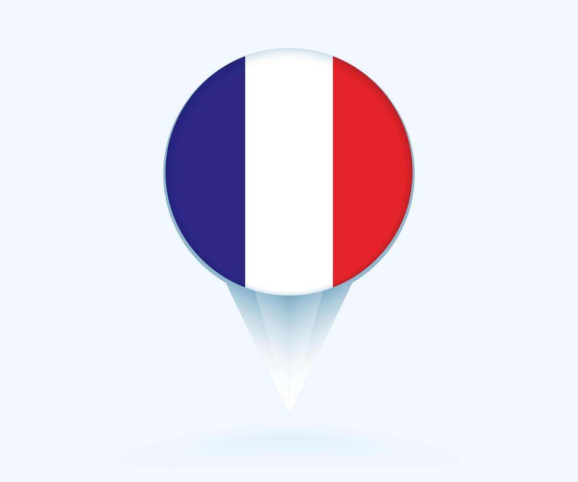 Map pointer with flag of France. vector