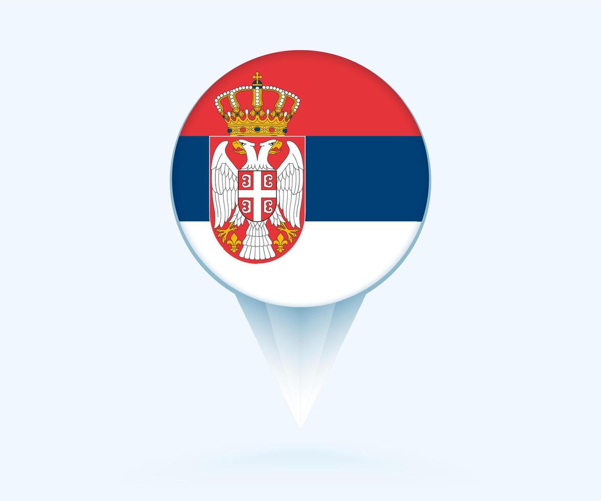 Map pointer with flag of Serbia. vector