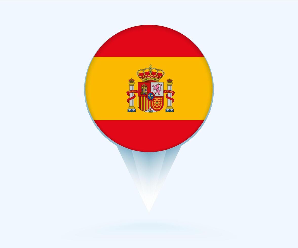 Map pointer with flag of Spain. vector