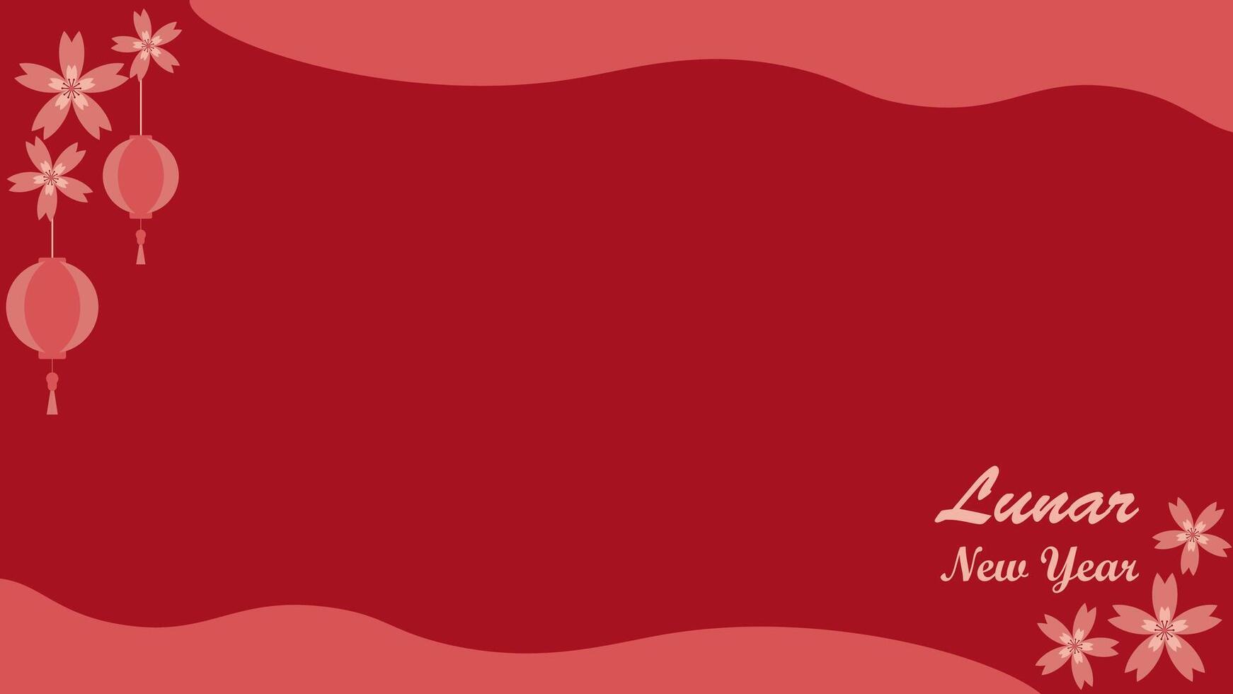 Lunar New Year Celebration Illustration Background, with cherry blossom and lantern theme, Copy Space Area. Suitable to be placed on content with that theme. vector