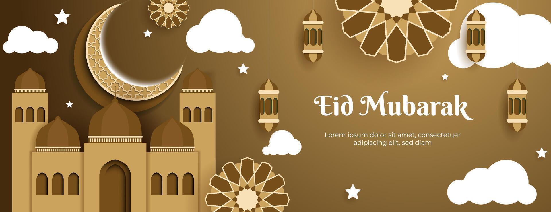 islamic background paper cut design with brown and white color. great for ramadan kareem banner, eid mubarak card, muharram and other islamic event. vector