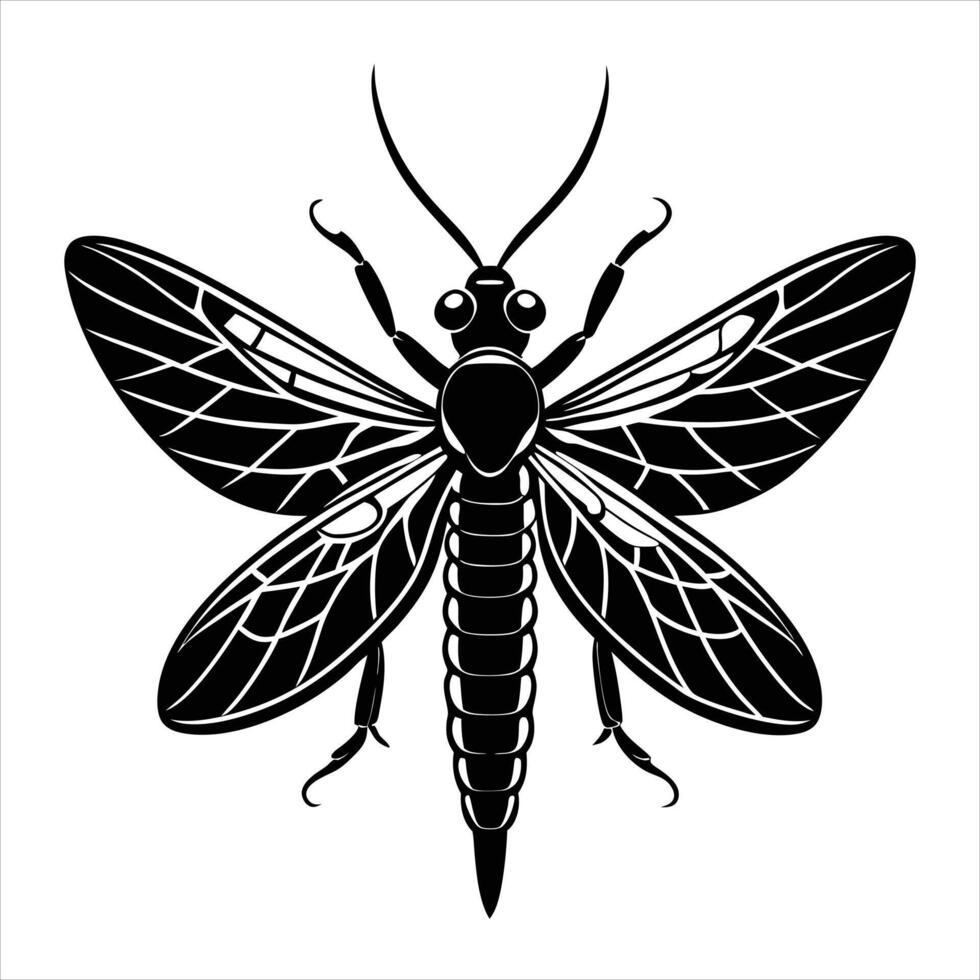 File Mayfly Silhouette with white background vector