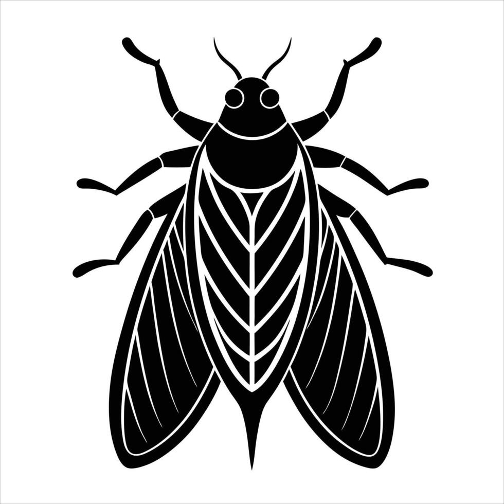 Leafhopper silhouette illustration on white background vector