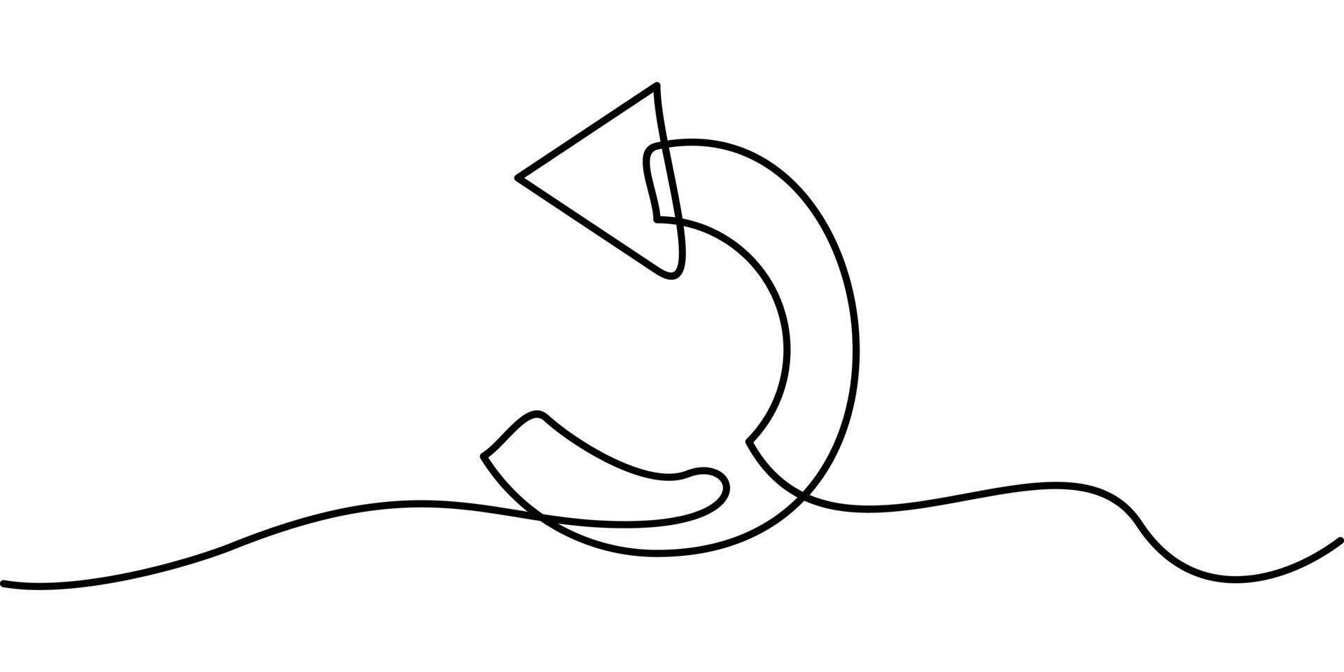 continuous line drawing undo arrow symbol. abstract line art illustration vector