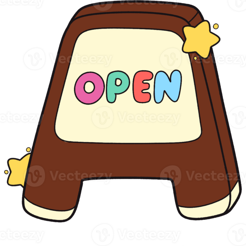 The illustration of an open sign png