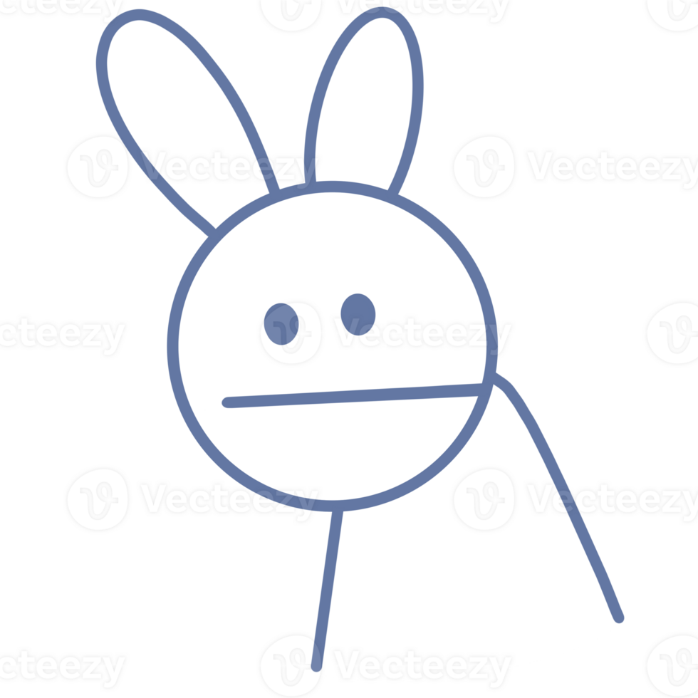 a cartoon rabbit head with a sad expression png