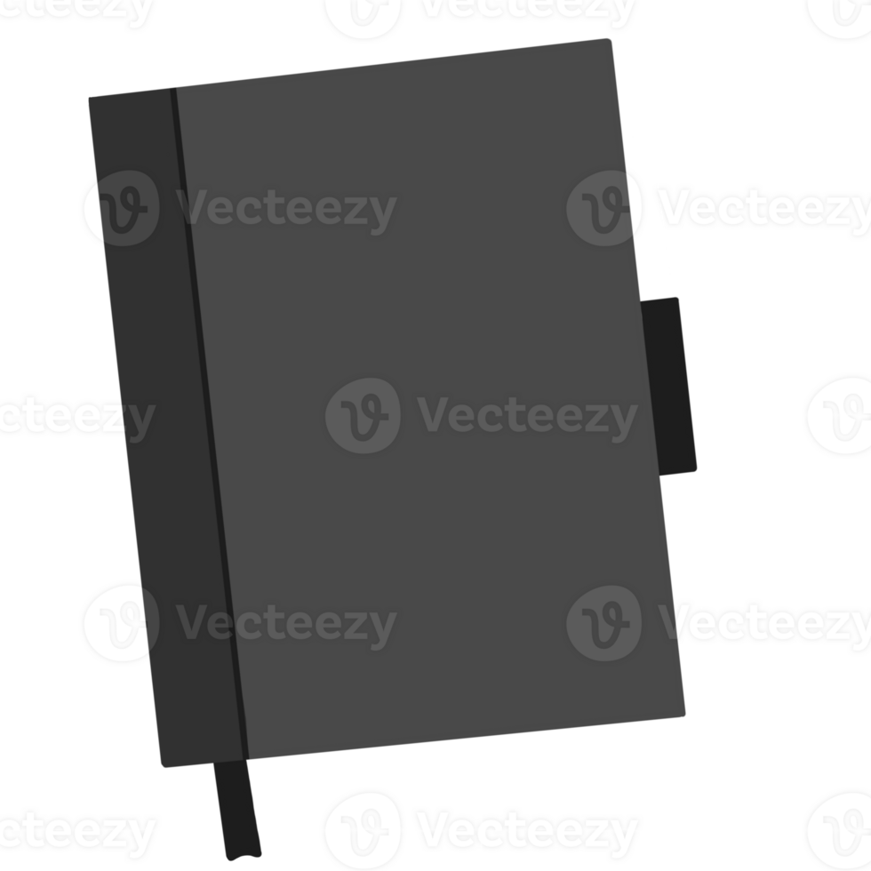 Black notebook and white pen on a transparent background png