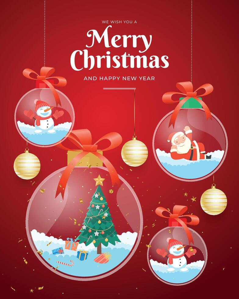 merry christmas greeting with santa claus and snowman, Marry Christmas greeting card And Happy New Year vector