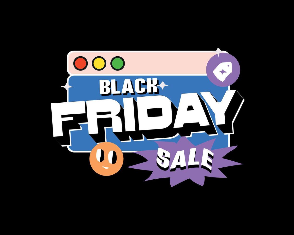 black friday sale banner with a cartoon character vector