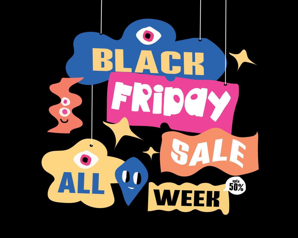 black friday sales all week and time vector