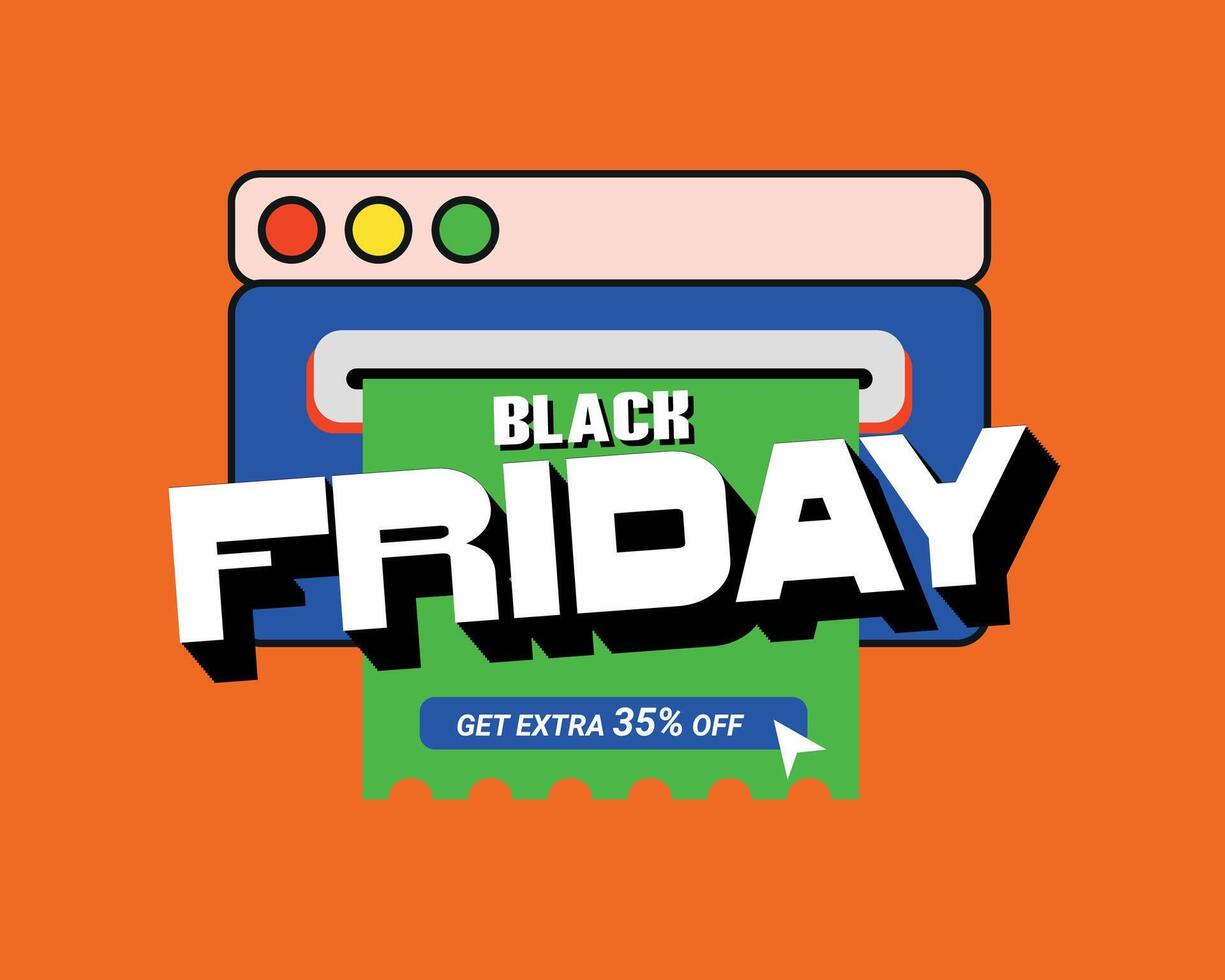 black friday sale banner with a computer and a price tag vector
