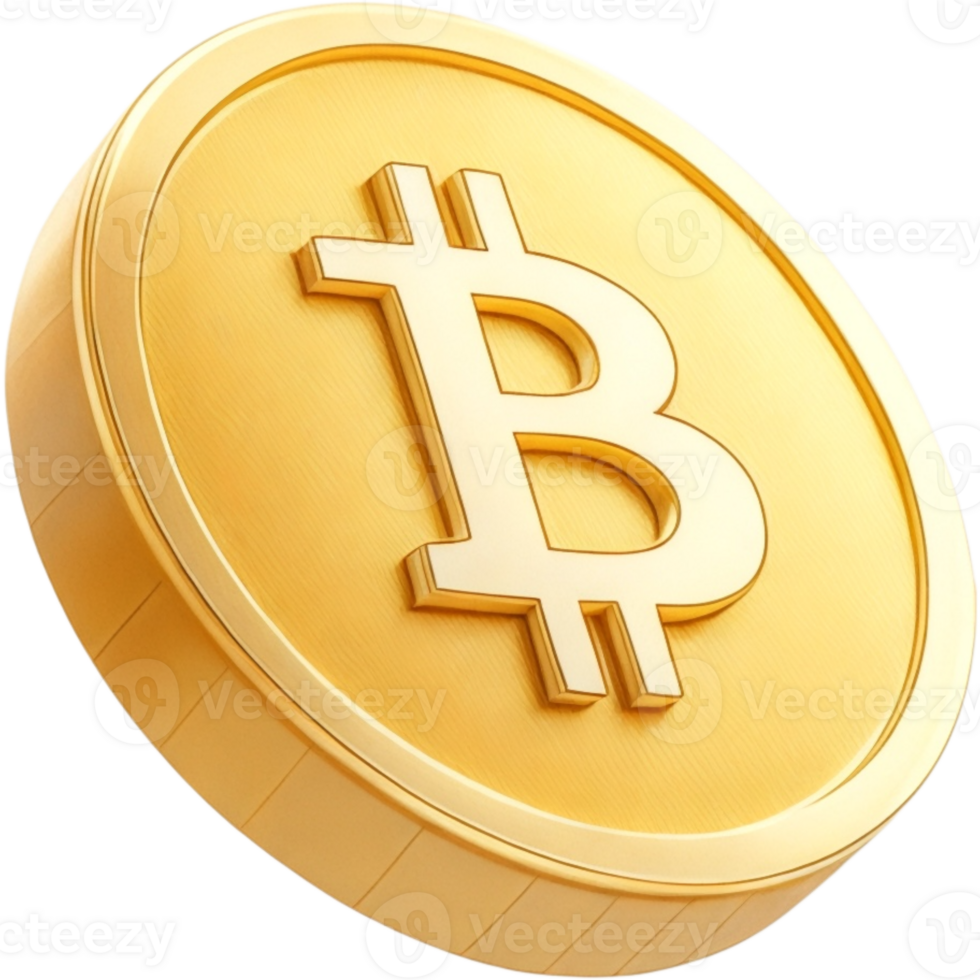 Shiny Golden Bitcoin Cryptocurrency Coin png
