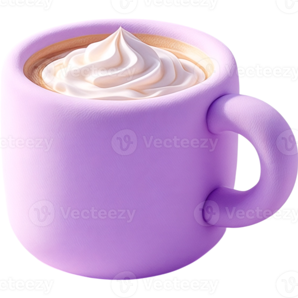 Lavender Coffee Mug with Whipped Cream Topping png