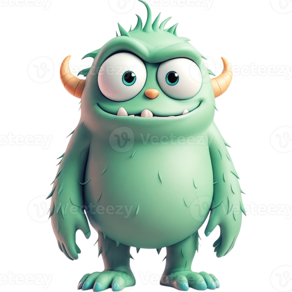 Green Monster with Large Eyes png