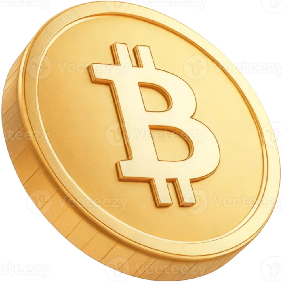 Golden Bitcoin Coin with Detailed Logo png
