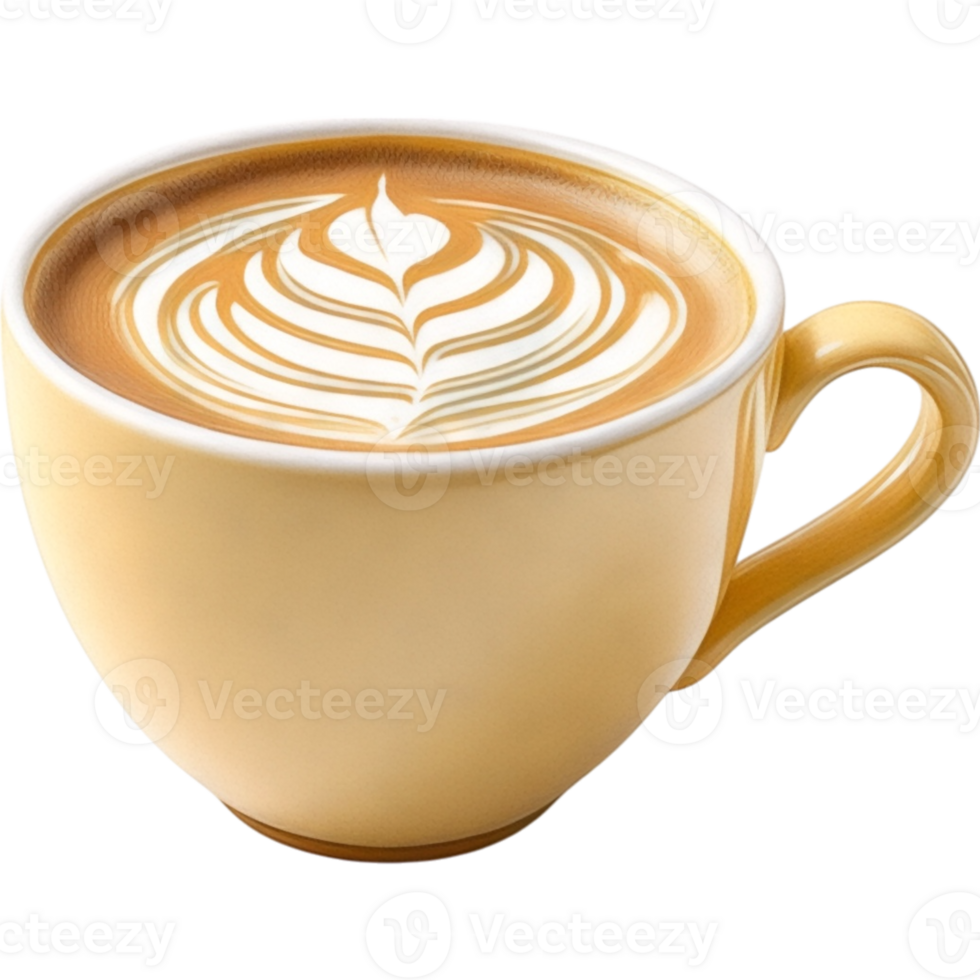 bege café caneca com café com leite arte png