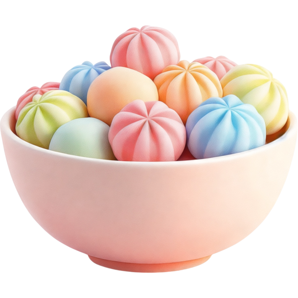 Bowl of Pastel-Colored Macarons png