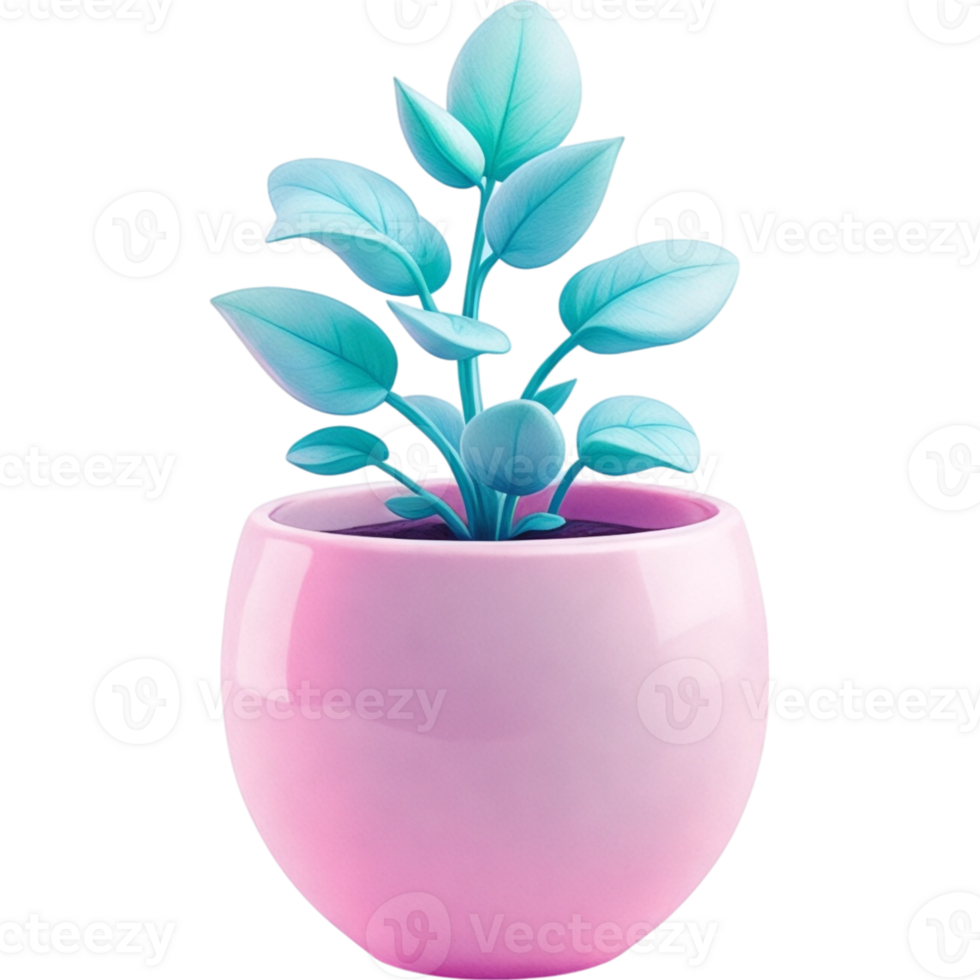 Pink Potted Plant with Delicate Leaves png