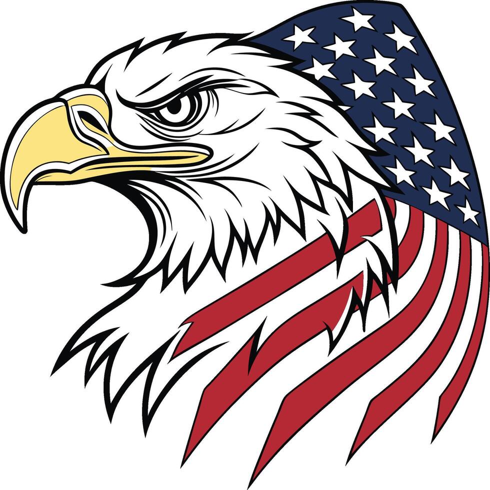 Eagle face USA flag Veteran design vector