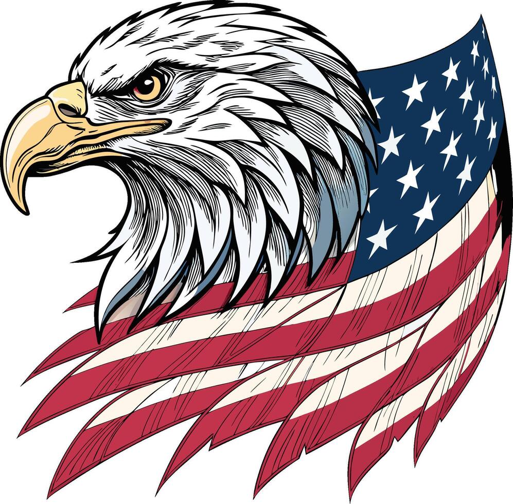 Eagle face flag map design vector
