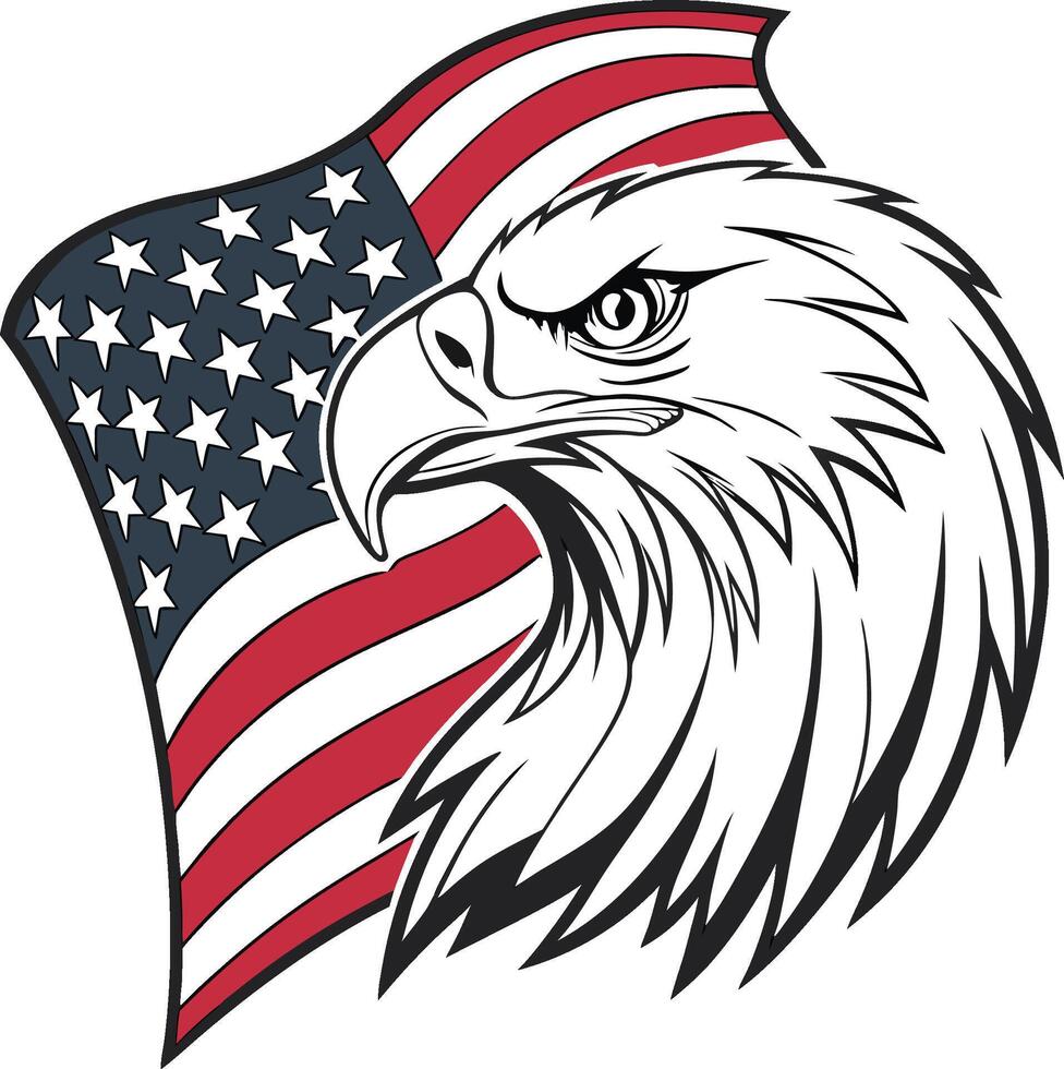 Eagle head face us flag vector