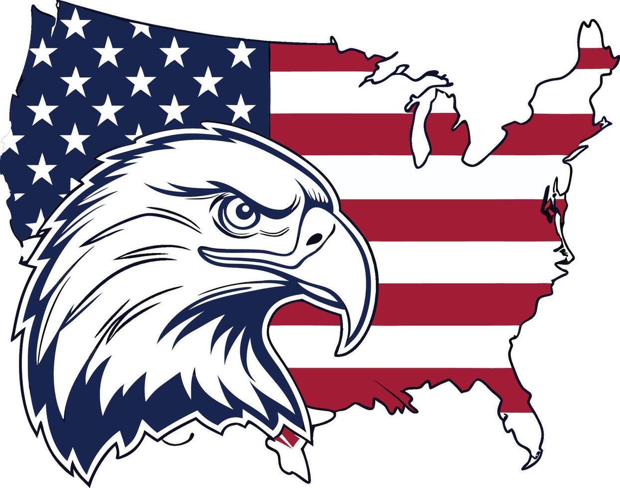 Eagle head American flag design vector