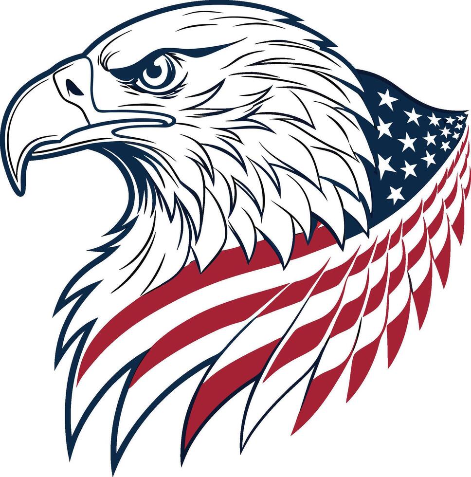 Eagle head USA flag design vector