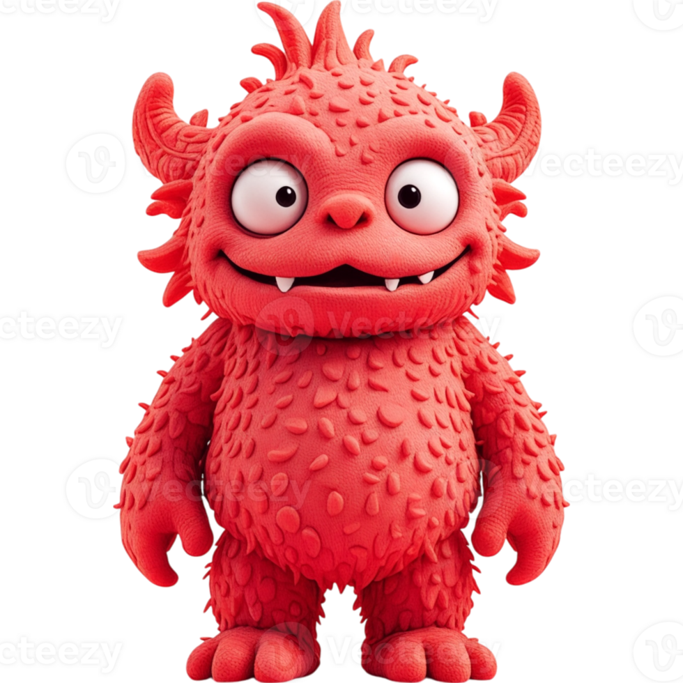 Red Monster with Horns and Angry Expression png