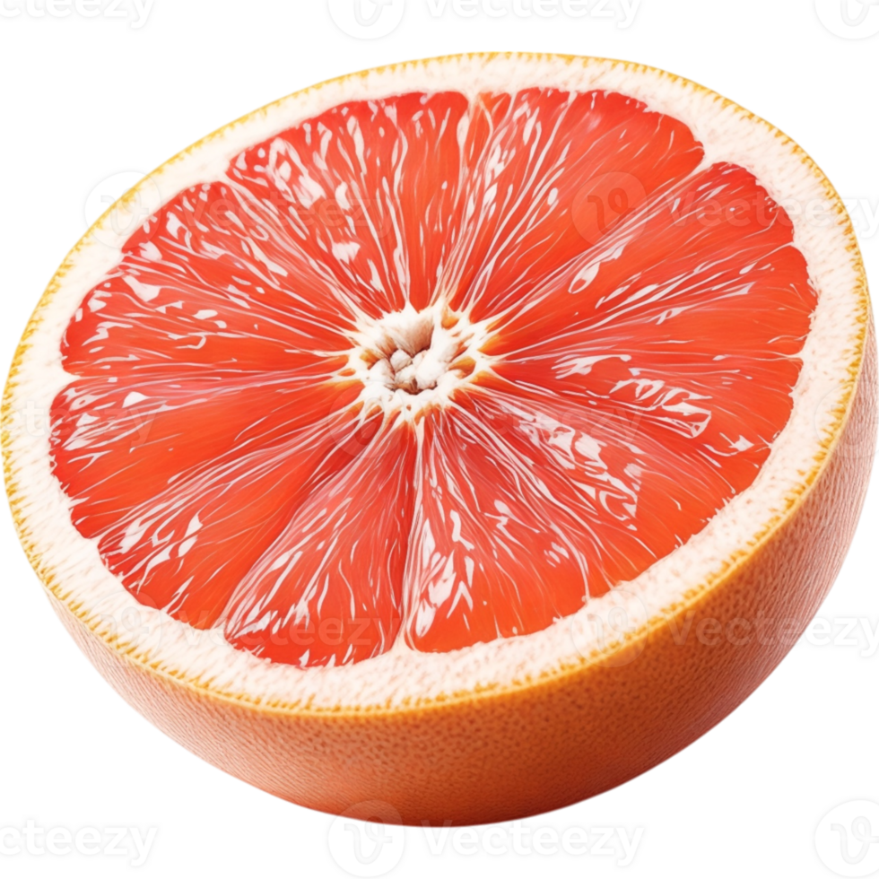 Halved Red Grapefruit with Visible Segments png