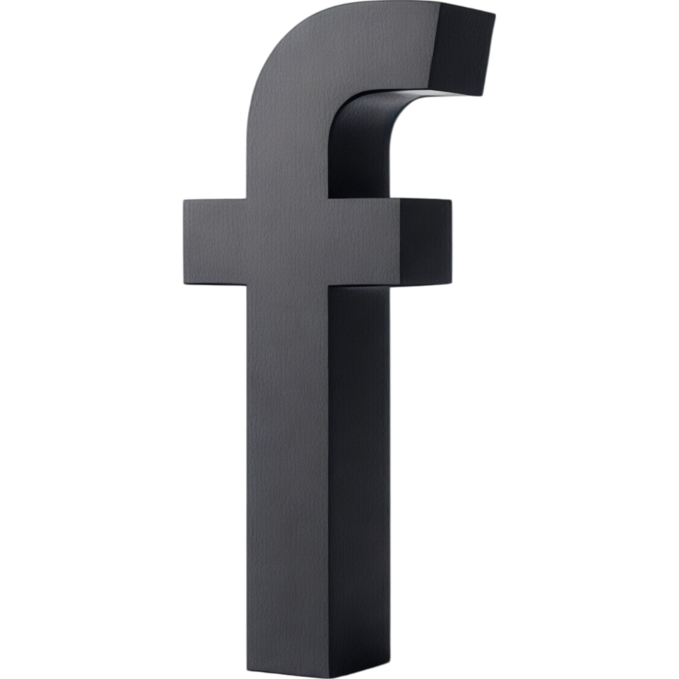 Letter F Sleek Black 3D Render png