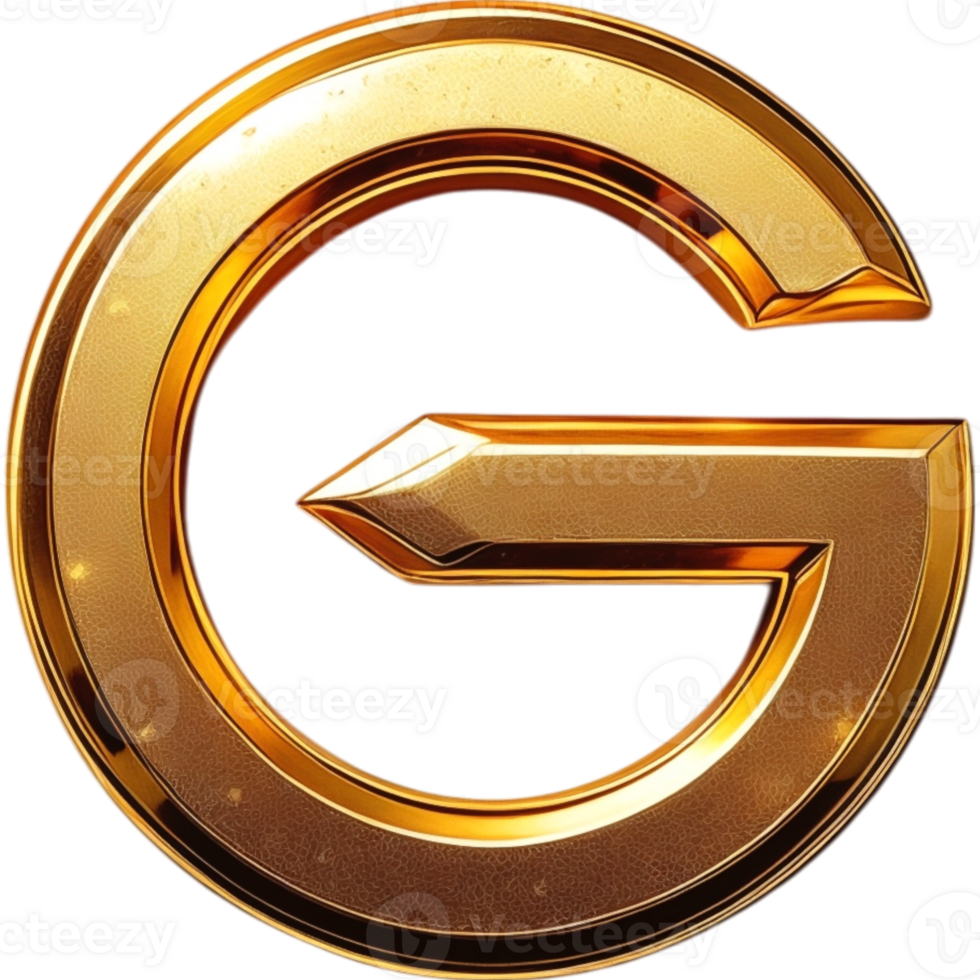 Golden Capital Letter G with Embellishments png