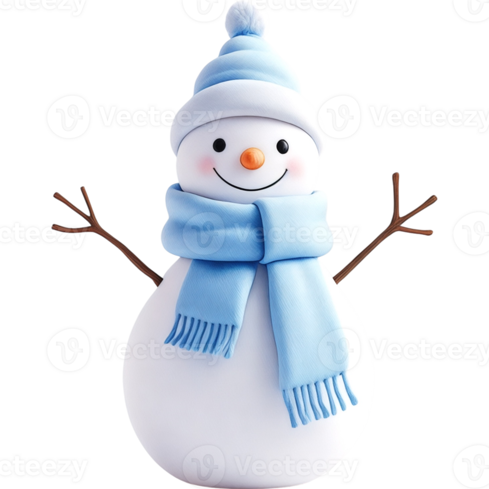 Snowman with Carrot Nose and Scarf png
