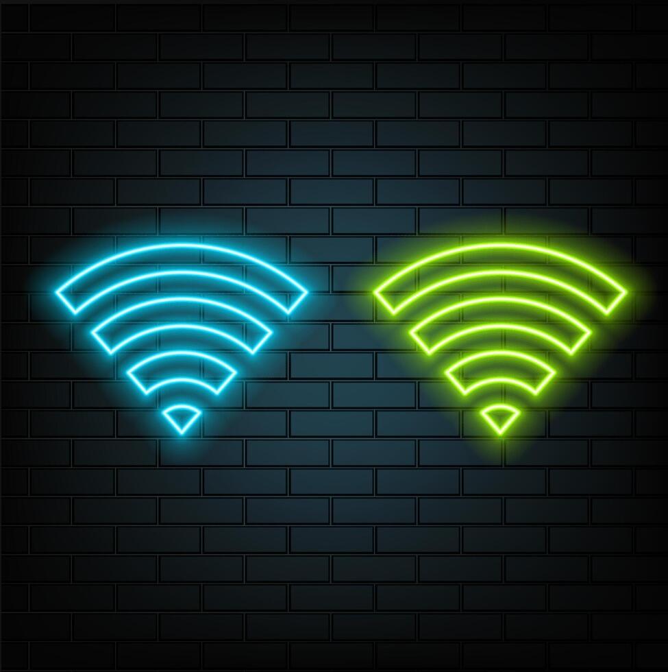 3d icon of blue violet neon signal waves isolated on black background vector