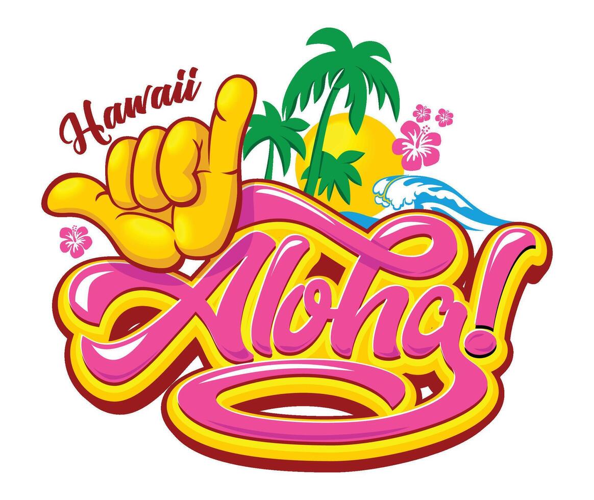 Aloha Hawaii beach vibes sticker vector