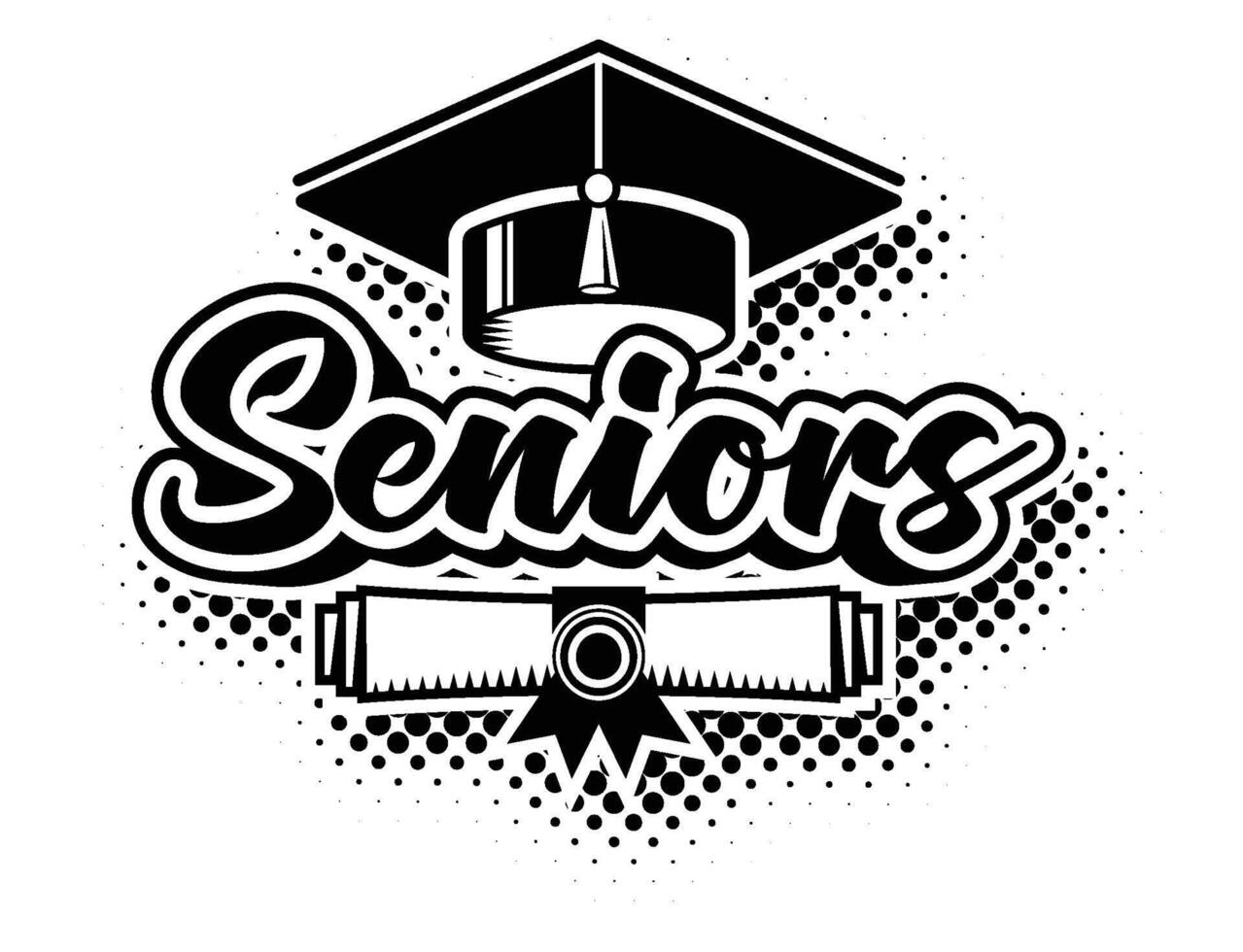 senior graduate class logo halftone vector