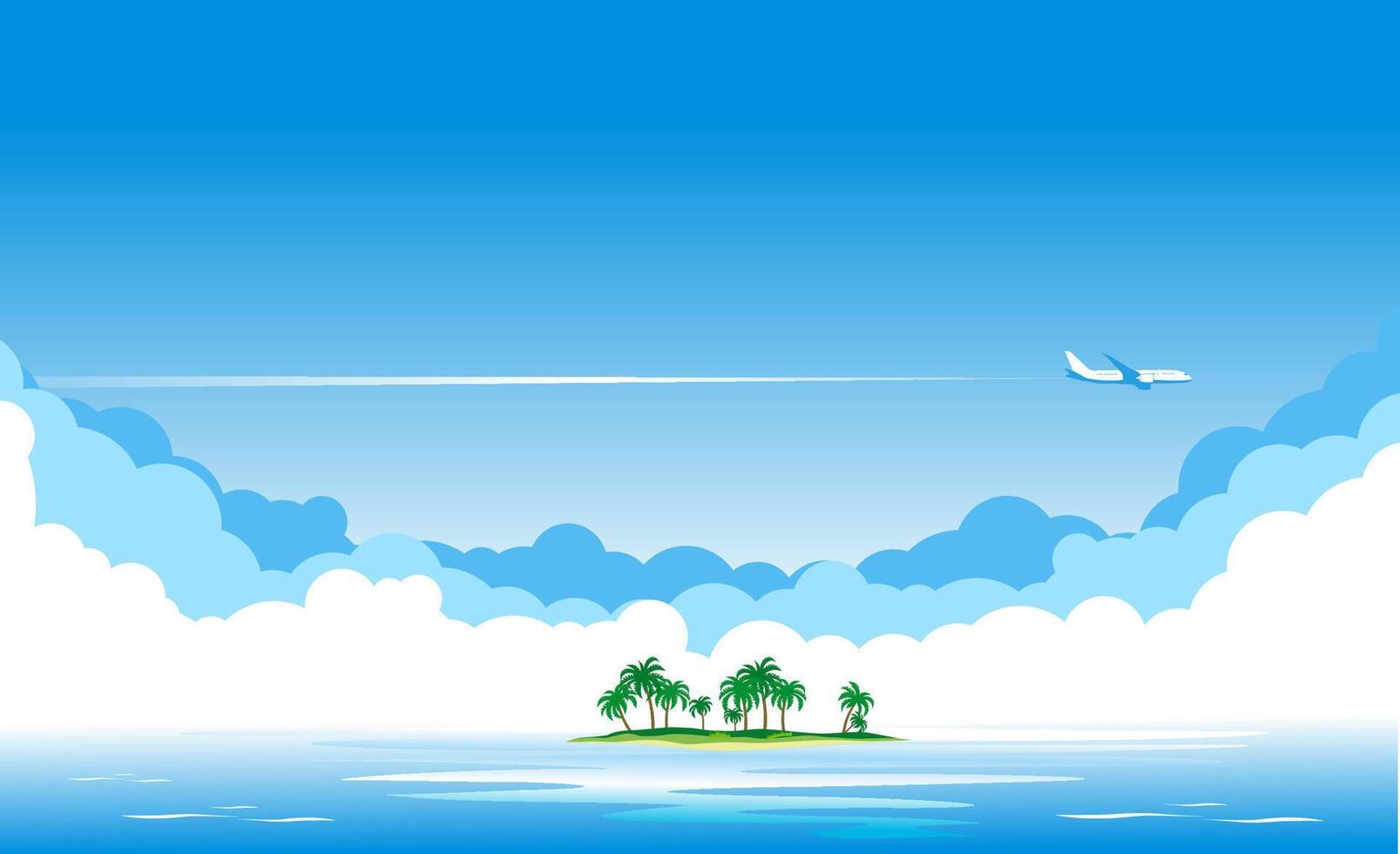 Blue sky over island in blue sea vector