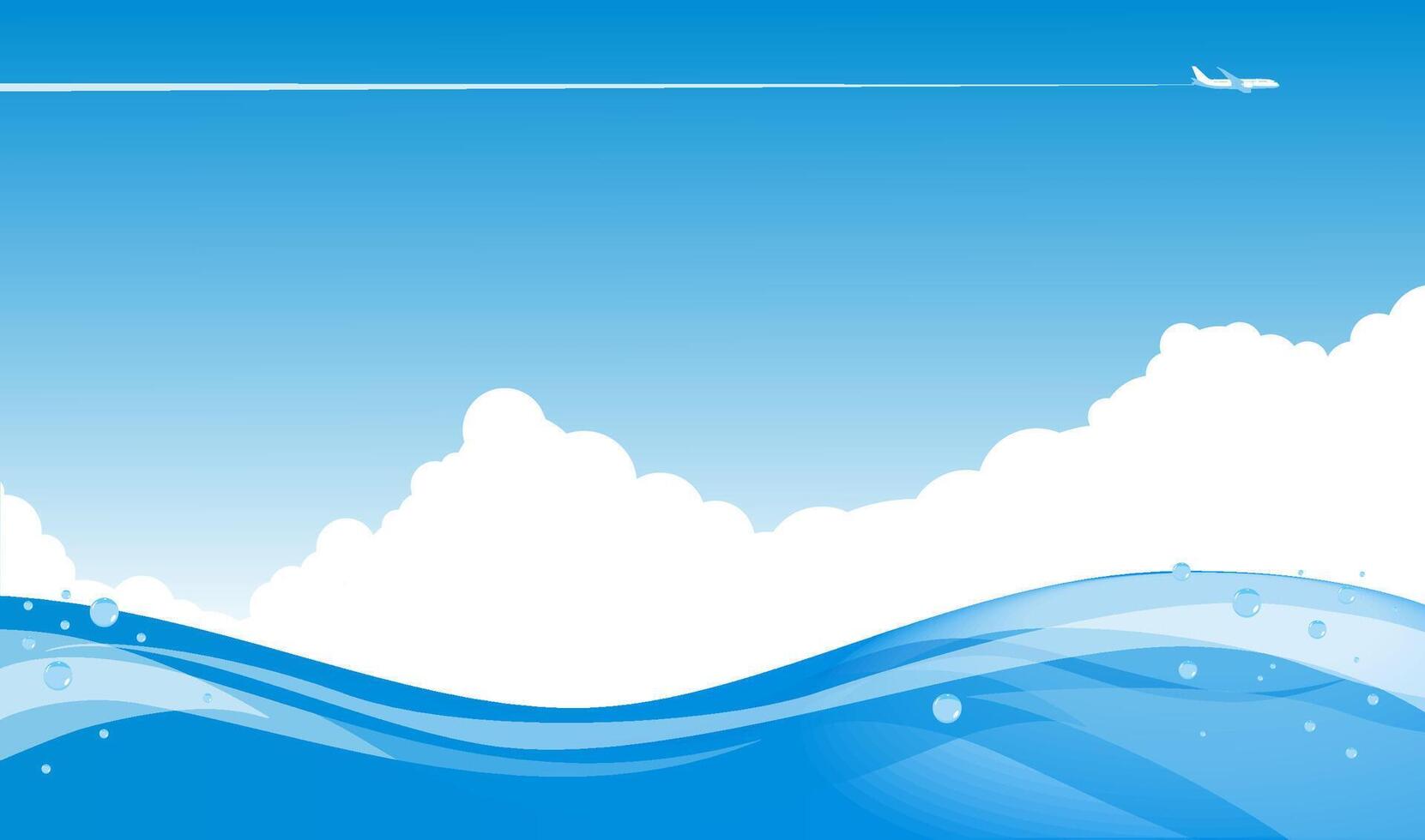 Blue sky over blue wave sea vector