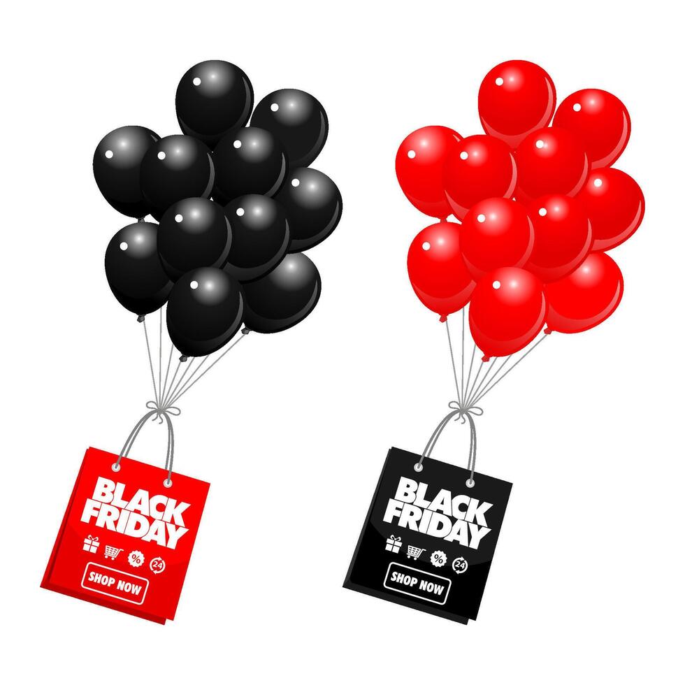 black friday shopper on balloons vector
