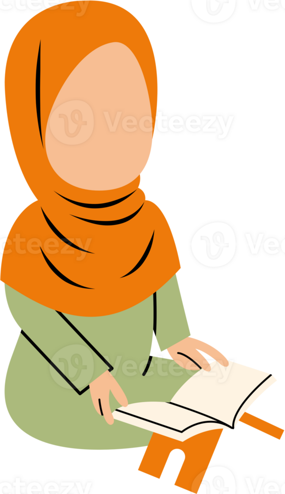 Muslim girl reading quran png