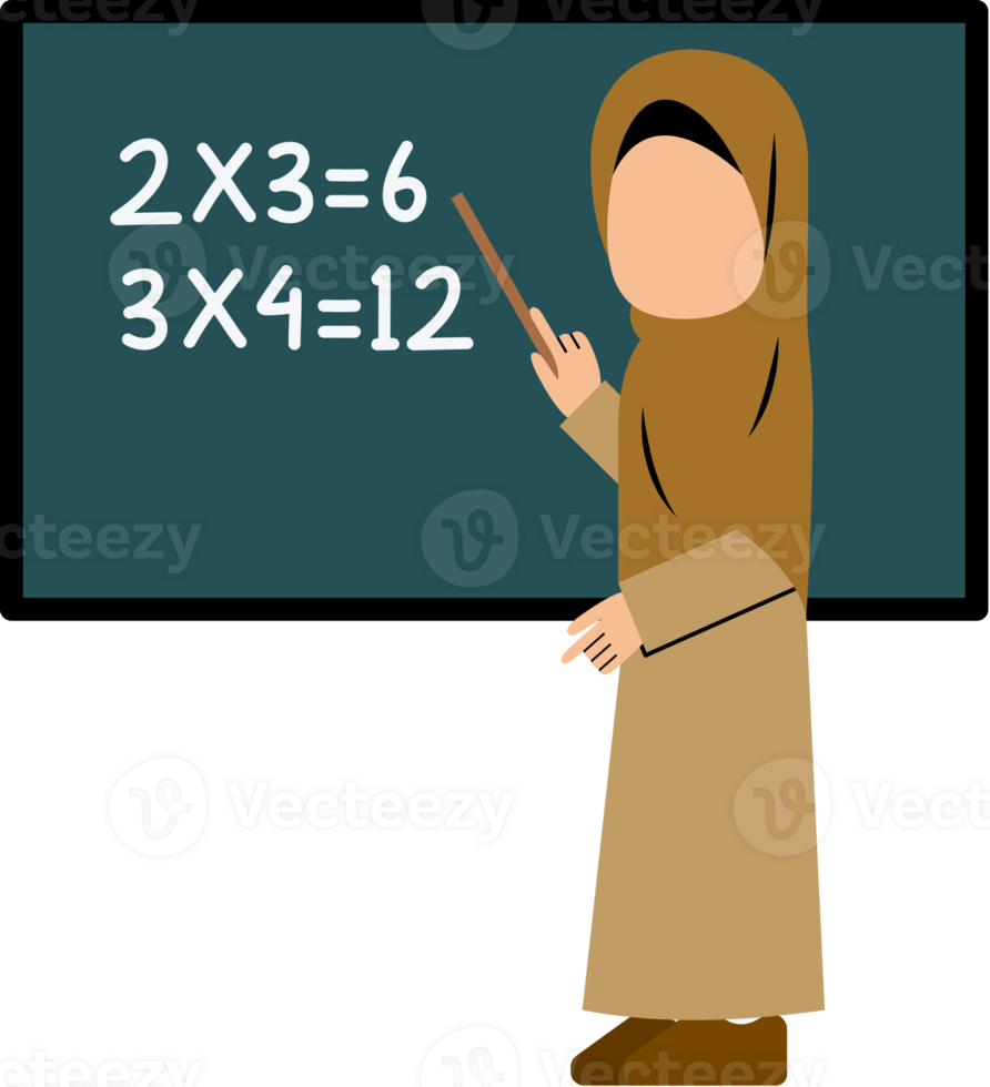Indonesian teacher teaching math png