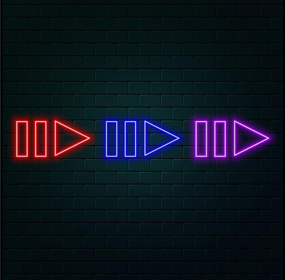 Abstract glowing neon arrow line movement direction background illustration. vector
