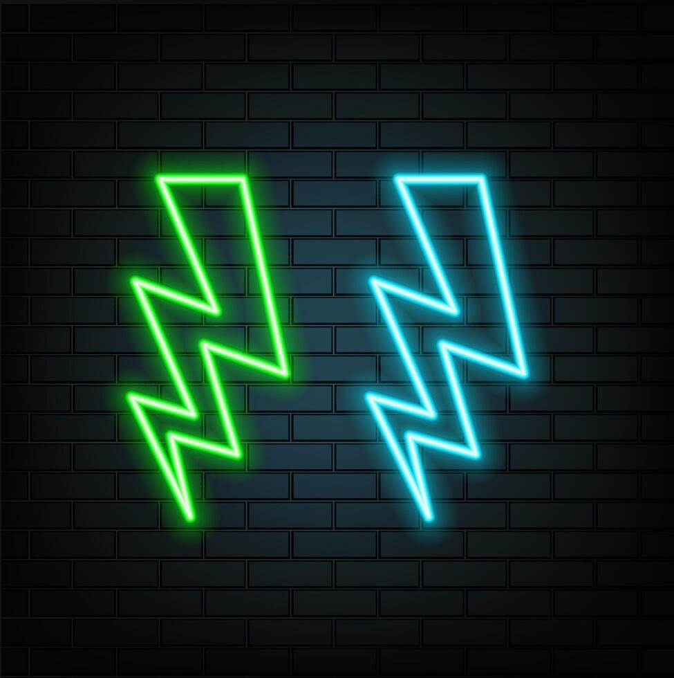 lightning 3d render electric power symbol, retro neon glowing sign isolated on black background, ultraviolet light, electric lamp, speed metaphor, electricity icon, fluorescent vector