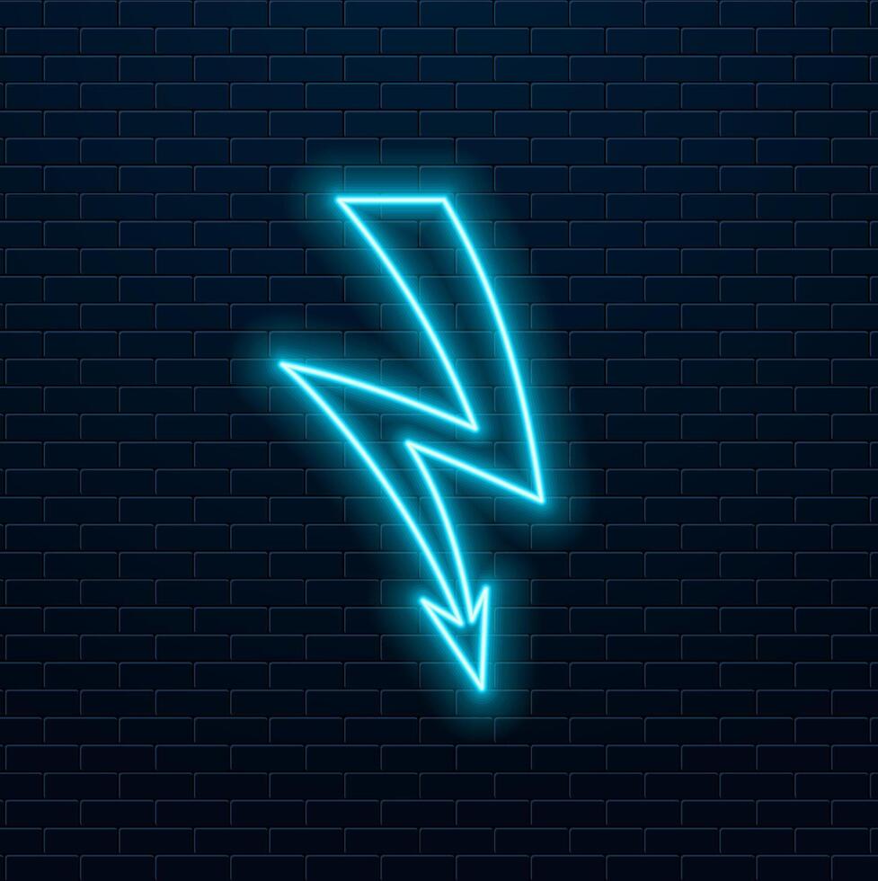 Neon arrow abstract Blue And Pink with Light Shapes on colorful background and reflective floor, party and concert concept. vector