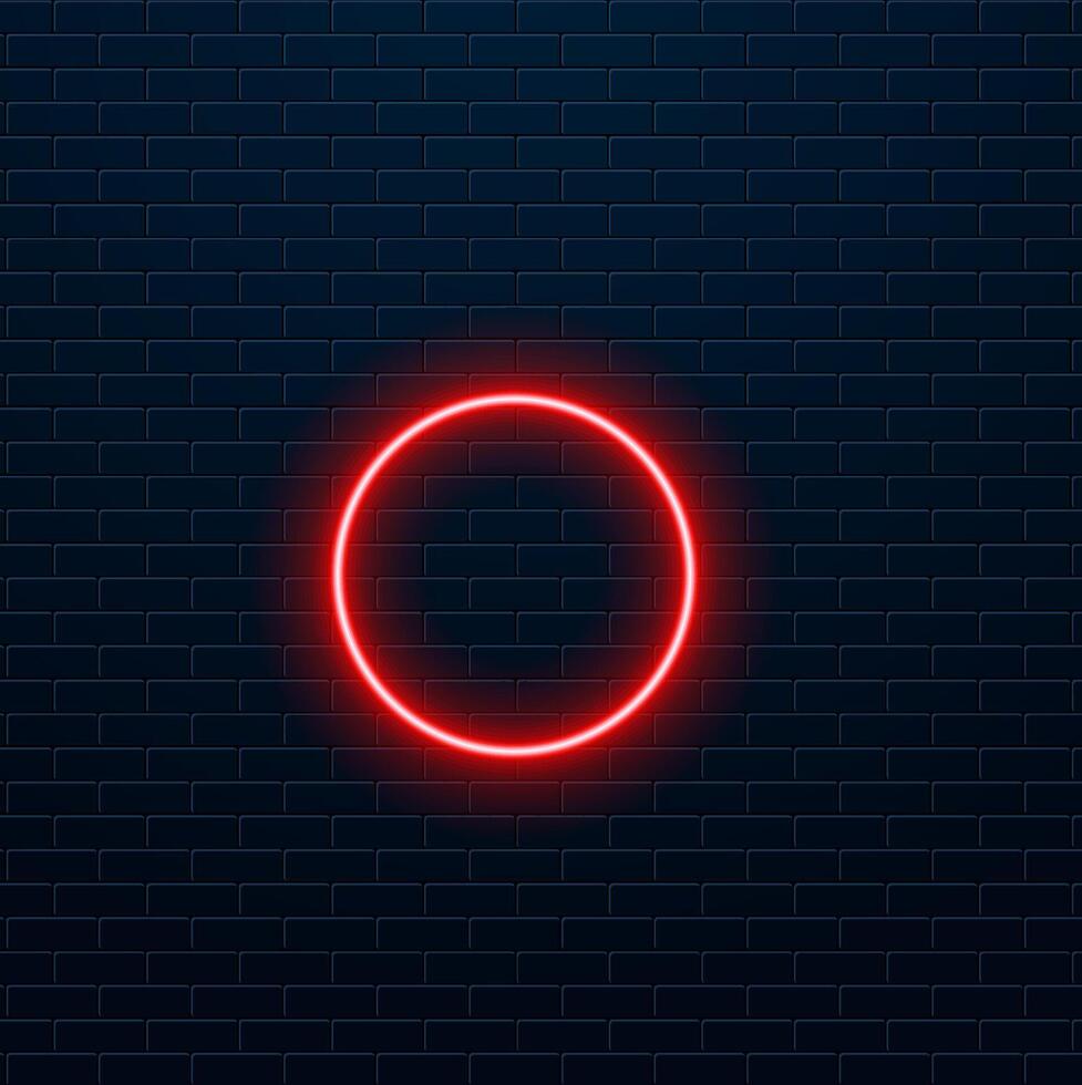 Red blue neon round frame. Ultraviolet light. Fashion show stage on abstract background. Neon circle. vector