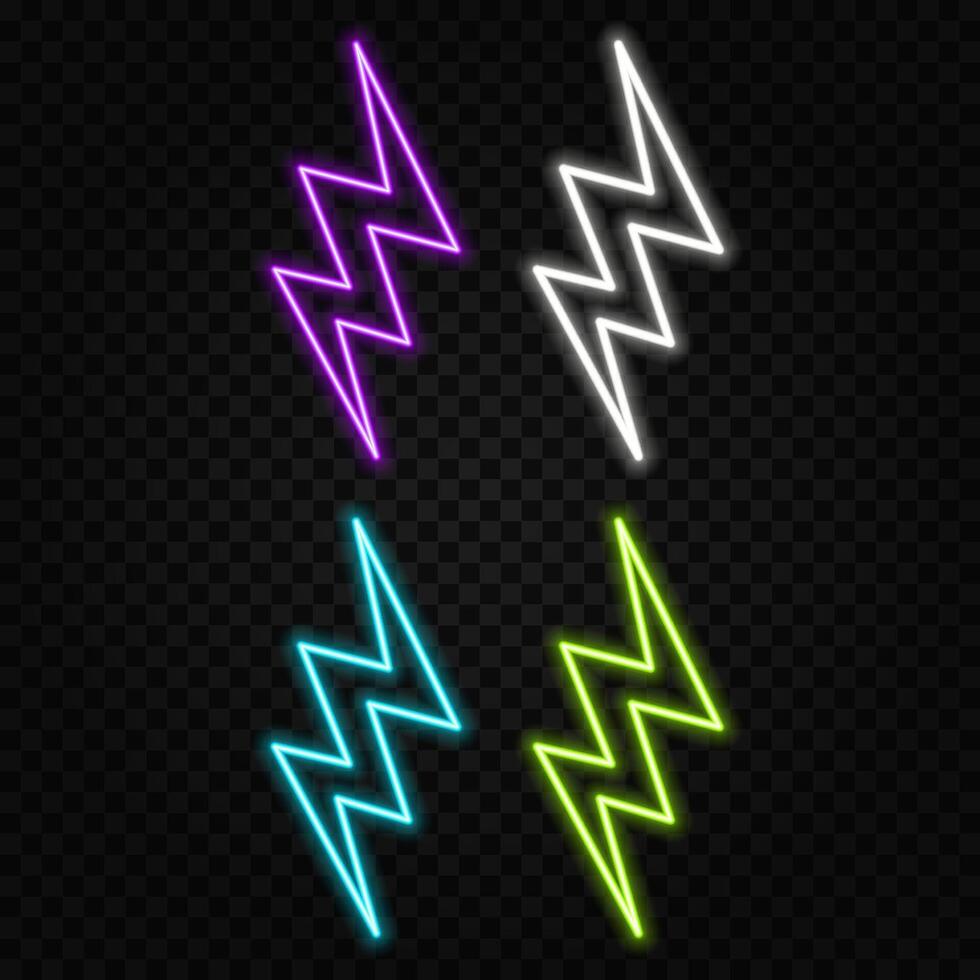 Illustration Retro Neon Bolt Sign. Glowing Lightning Icon vector