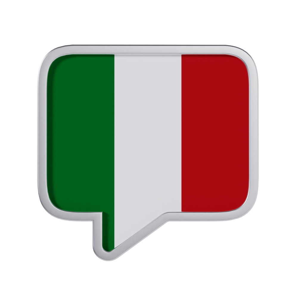 Italian Language 3D Icon - Medium View at Side Angle 90 Degrees png