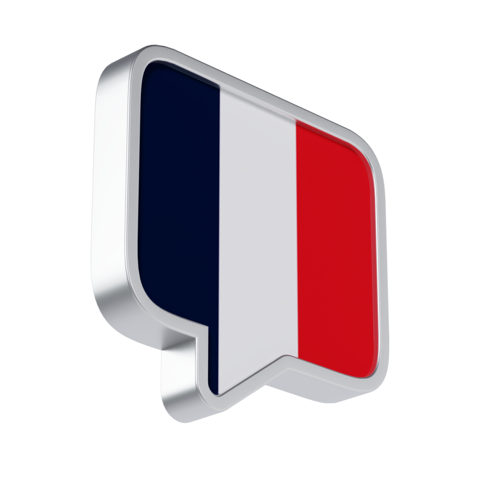 French Language 3D Icon - Medium Low View at 45 Degrees png