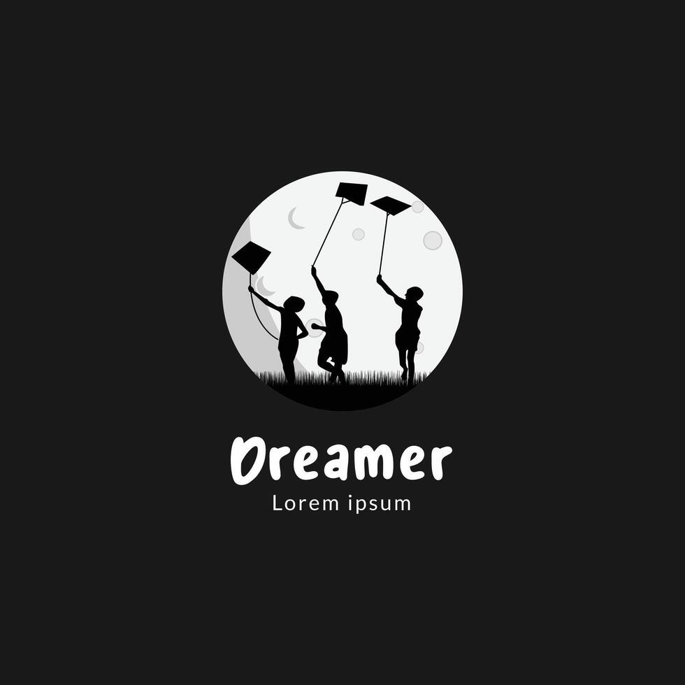 Dream Logo Kid Dream Inspirational Design Reaching Star Fun Learning Kids Dream Logo Templet vector