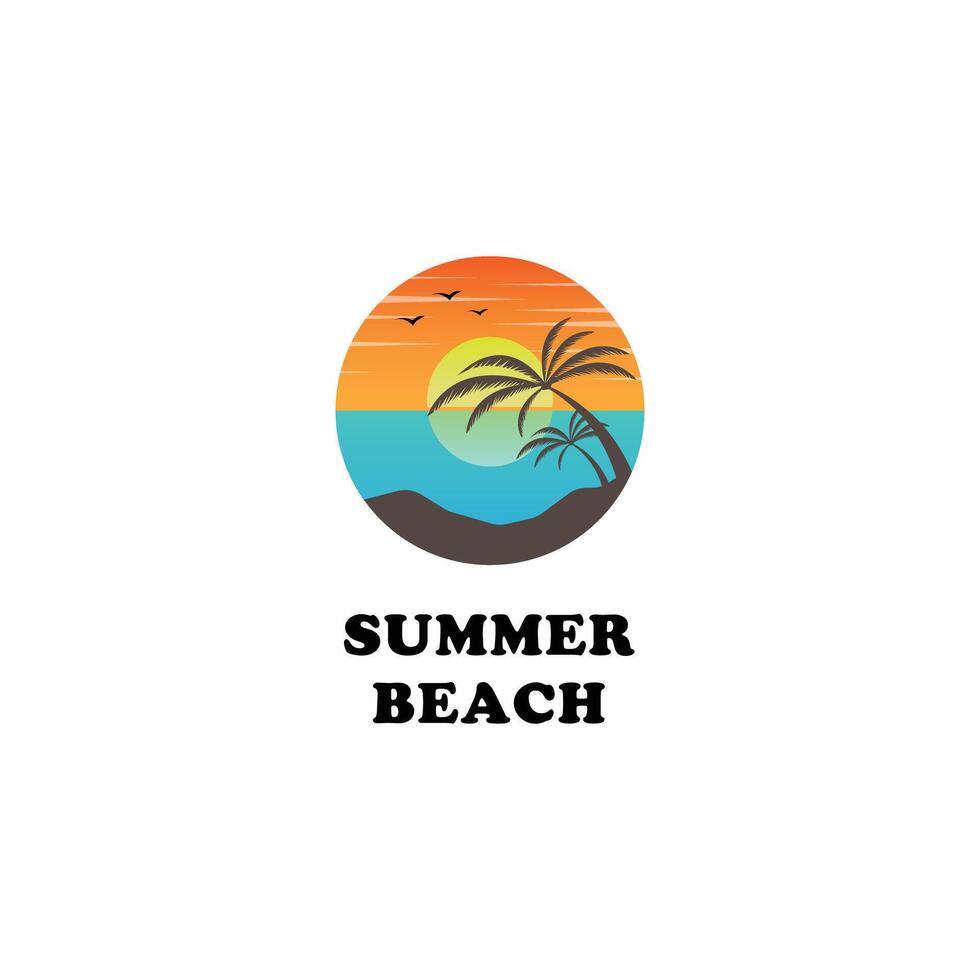 summer beach logo illustration vector