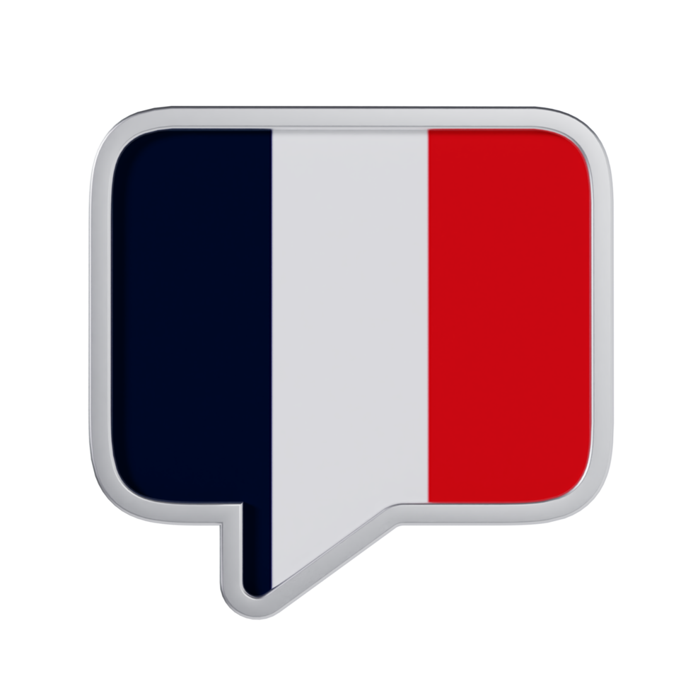 French Language 3D Icon - Medium View at Side Angle 90 Degrees png